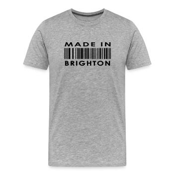 Fait à Brighton - T-shirt bio Premium Homme - gris chiné - Devant - Damien (186cm)