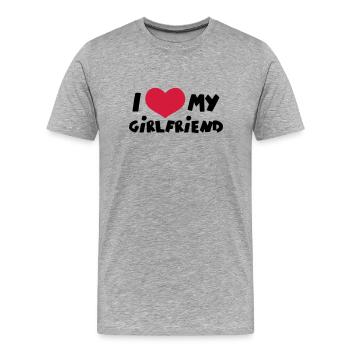 J'aime ma copine BD Toon - T-shirt bio Premium Homme - gris chiné - Devant - Damien (186cm)