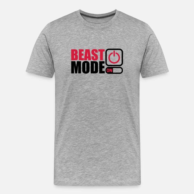 Beast Mode On Power An - Männer Premium Bio T-Shirt - Grau meliert