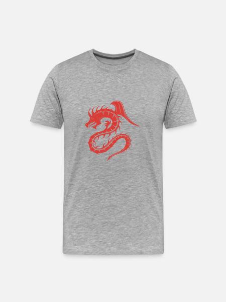 Chinesischer Drache - Männer Premium Bio T-Shirt - Grau meliert
