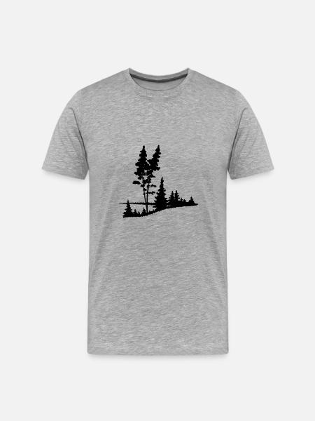Der Wald am See - Männer Premium Bio T-Shirt - Grau meliert