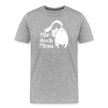 Katze lustig Miau egal lustige Sprüche Haustier - Männer Premium Bio T-Shirt - Grau meliert - Vorne - Damien (186cm)