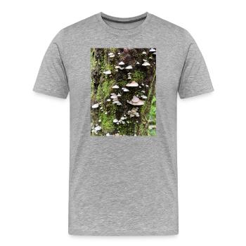 Moss-covered mushroom colony on the tree - Men's Premium Organic T-Shirt - heather grey - Front - Damien (186cm)