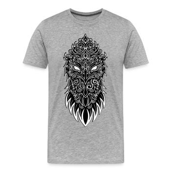 Aigle Ornemental Mascotte Logo Mandala Sport - T-shirt bio Premium Homme - gris chiné - Devant - Damien (186cm)