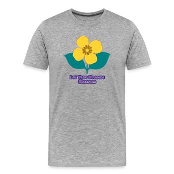 Yellow Flower Symbol on Yellow - Men's Premium Organic T-Shirt - heather grey - Front - Damien (186cm)