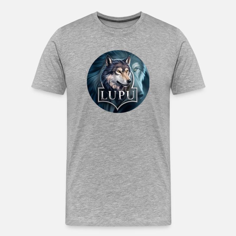 Der Wolf - Männer Premium Bio T-Shirt - Grau meliert
