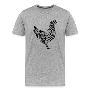 Huhn Tribal Tattoo - Männer Premium Bio T-Shirt - Grau meliert - Vorne - Damien (186cm)