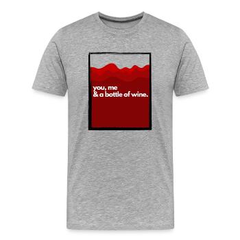 Du, ich & eine Flasche Wein - Männer Premium Bio T-Shirt - Grau meliert - Vorne - Damien (186cm)