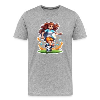 Fußballerin / Sport / Fußballplatz / Verein / FC - Männer Premium Bio T-Shirt - Grau meliert - Vorne - Damien (186cm)