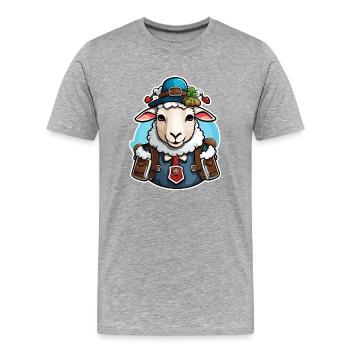 Lederhosen / Animal / Costume traditionnel / Tradition / Mouton - T-shirt bio Premium Homme - gris chiné - Devant - Damien (186cm)