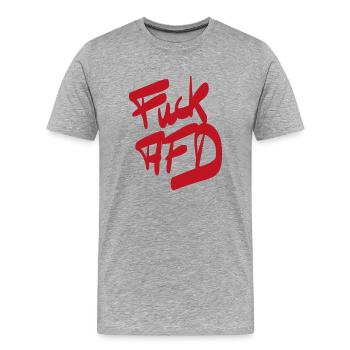 FCK AFD rot - Männer Premium Bio T-Shirt - Grau meliert - Vorne - Damien (186cm)