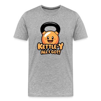 Bouilloire-Y Tout ce que j’ai - T-shirt bio Premium Homme - gris chiné - Devant - Damien (186cm)