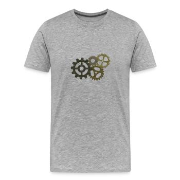 Zahnrad...Getriebe - Männer Premium Bio T-Shirt - Grau meliert - Vorne - Damien (186cm)