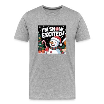 JE SUIS EXCITÉ PAR LA NEIGE ! - T-shirt bio Premium Homme - gris chiné - Devant - Damien (186cm)