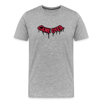 Game Over Graffiti - T-shirt bio Premium Homme - gris chiné - Devant - Damien (186cm)