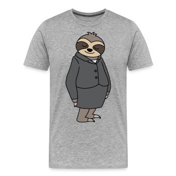 Sloth Woman Office Boss Colleague Work colleague - Men's Premium Organic T-Shirt - heather grey - Front - Damien (186cm)