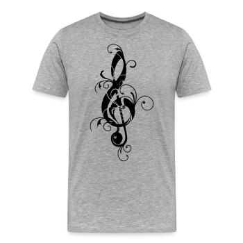 Clé, clef, musique, note classique, sol, notation - T-shirt bio Premium Homme - gris chiné - Devant - Damien (186cm)
