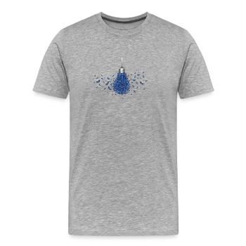 Glühbirne mit leuchtenden blauen Faltern - Männer Premium Bio T-Shirt - Grau meliert - Vorne - Damien (186cm)