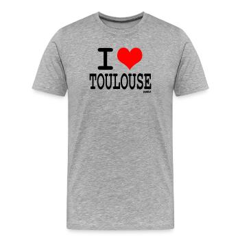 ich liebe Toulouse - Ich liebe toulouse - Männer Premium Bio T-Shirt - Grau meliert - Vorne - Damien (186cm)