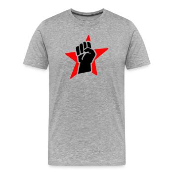revolution fist (for black shirts) - T-shirt bio Premium Homme - gris chiné - Devant - Damien (186cm)
