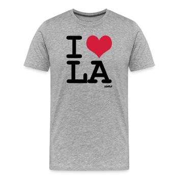 j'aime la - los angeles par wam - T-shirt bio Premium Homme - gris chiné - Devant - Damien (186cm)
