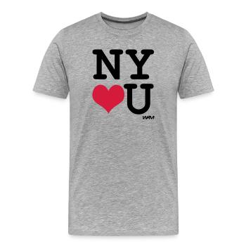 New York loves you - couleurs personnalisables - T-shirt bio Premium Homme - gris chiné - Devant - Damien (186cm)