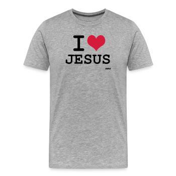 i love jesus by wam - Men's Premium Organic T-Shirt - heather grey - Front - Damien (186cm)