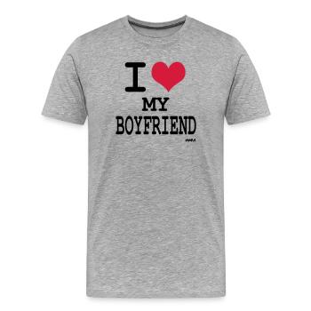 J'aime mon garçon - T-shirt bio Premium Homme - gris chiné - Devant - Damien (186cm)