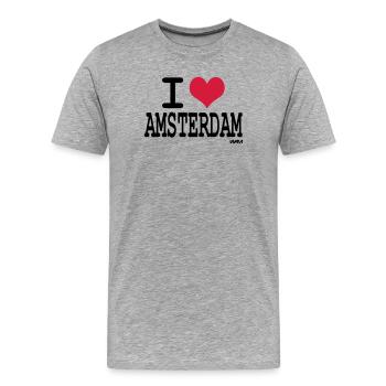 i love amsterdam by wam - Männer Premium Bio T-Shirt - Grau meliert - Vorne - Damien (186cm)