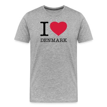 J’AIME LE DANEMARK Dänemark - T-shirt bio Premium Homme - gris chiné - Devant - Damien (186cm)