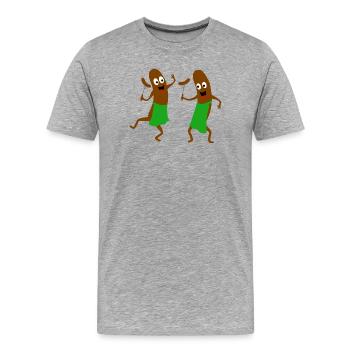 würstchen speise grillen - Männer Premium Bio T-Shirt - Grau meliert - Vorne - Damien (186cm)