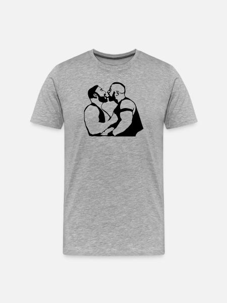 bearkiss3 - Männer Premium Bio T-Shirt - Grau meliert