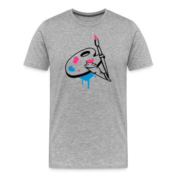 Paint brush, color and painter's palette - Men's Premium Organic T-Shirt - heather grey - Front - Damien (186cm)