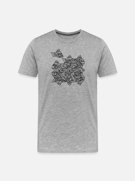 Escher Fish - Men's Premium Organic T-Shirt - heather grey