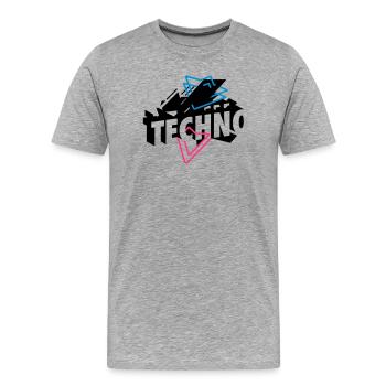Techno Musique - T-shirt bio Premium Homme - gris chiné - Devant - Damien (186cm)