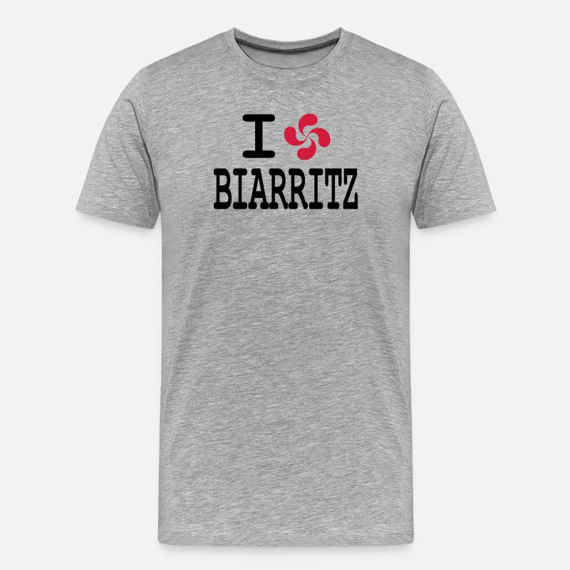 ich liebe Biarritz - lauburu - Männer Premium Bio T-Shirt - Grau meliert