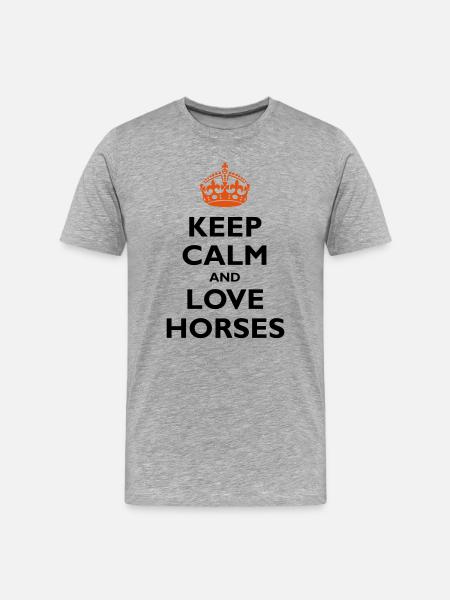 Keep Calm & Love Horses - T-shirt bio Premium Homme - gris chiné