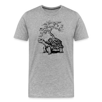 Schildkröte mit einem Bonsai auf dem Rückenpanzer - Männer Premium Bio T-Shirt - Grau meliert - Vorne - Damien (186cm)