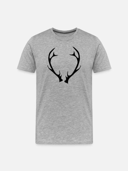 Geweih - Männer Premium Bio T-Shirt - Grau meliert