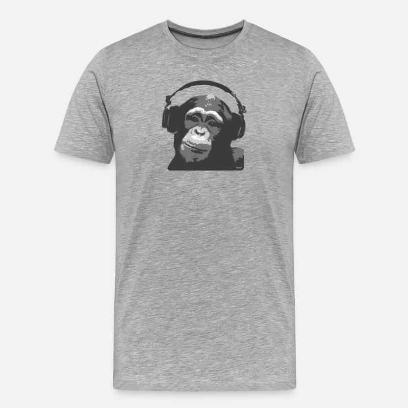 DJ MONKEY  - Männer Premium Bio T-Shirt - Grau meliert