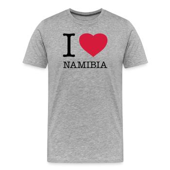 J’AIME LA NAMIBIE - T-shirt bio Premium Homme - gris chiné - Devant - Damien (186cm)