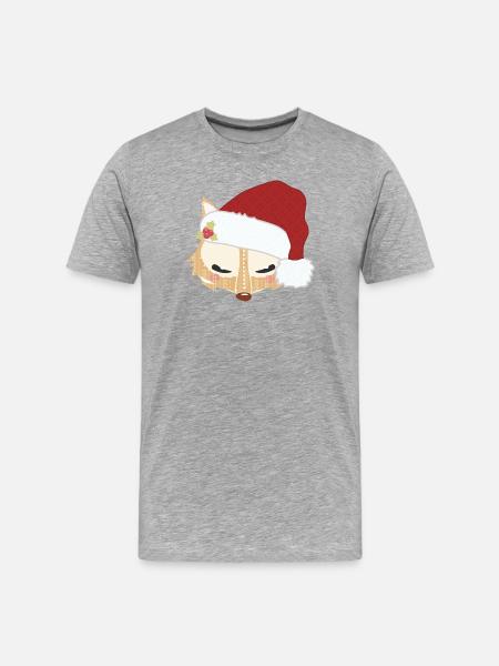 Fox head with santa hat - Men's Premium Organic T-Shirt - heather grey