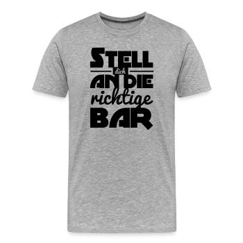 Stell dich an die richtige Bar - Männer Premium Bio T-Shirt - Grau meliert - Vorne - Damien (186cm)