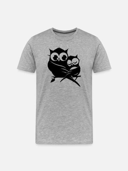 two owls on a branch - Men's Premium Organic T-Shirt - heather grey