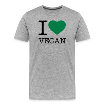 I LOVE VEGAN Veganer - Men's Premium Organic T-Shirt - heather grey - Front - Damien (186cm)