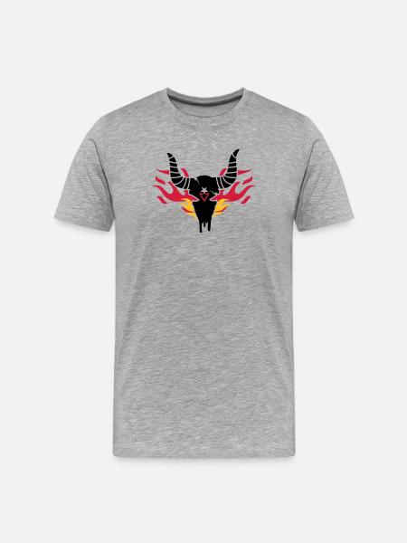 Bull skull with flames - Men's Premium Organic T-Shirt - heather grey