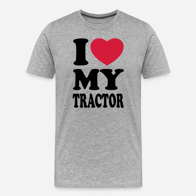 I love my tractor - Männer Premium Bio T-Shirt - Grau meliert