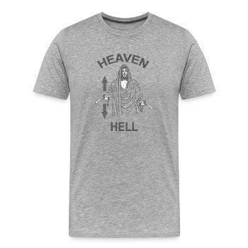 Symbole religieux Heaven Or Hell Design artistique - T-shirt bio Premium Homme - gris chiné - Devant - Damien (186cm)