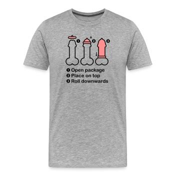 Condom Hand - Männer Premium Bio T-Shirt - Grau meliert - Vorne - Damien (186cm)