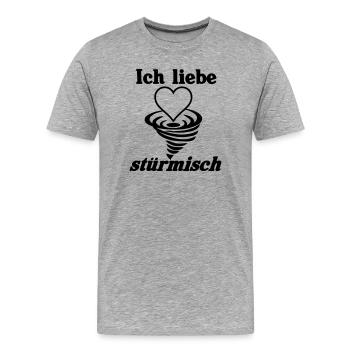 Ich liebe stürmisch Sturm Herz Liebe Geschenk - Männer Premium Bio T-Shirt - Grau meliert - Vorne - Damien (186cm)